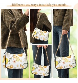 Watercolor Flowers Lemons Fashion Quilted Crossbody Bag for Women Shoulder Evening Purse with Gold Chain & Smooth Zipper Tote...