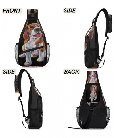 Beagle Dog Sling Bag Adjustable Sling Backpack Crossbody Shoulder Backpack Anti-theft Rope Chest Shoulder Daypack for Travel ...