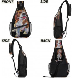 Beagle Dog Sling Bag Adjustable Sling Backpack Crossbody Shoulder Backpack Anti-theft Rope Chest Shoulder Daypack for Travel ...