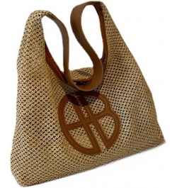 Large Capacity Bag for Women's Bag 2023 Summer Simple Straw Woven Bag Underarm Bag Shoulder Bag Khaki+brown $17.10 Shoulder Bags