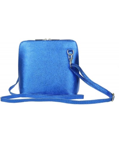 Womens Metallic Genuine Leather Cross Body Shoulder Bag Royal Blue $40.48 Shoulder Bags