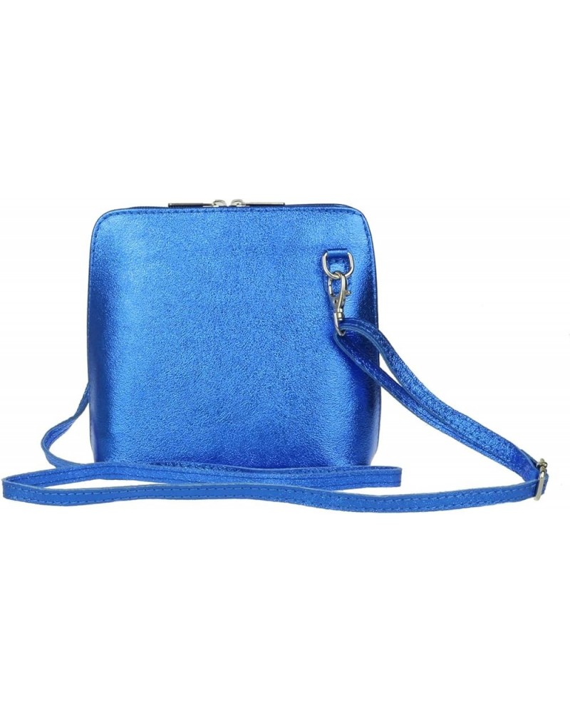 Womens Metallic Genuine Leather Cross Body Shoulder Bag Royal Blue $40.48 Shoulder Bags