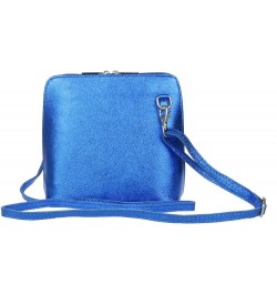 Womens Metallic Genuine Leather Cross Body Shoulder Bag Royal Blue $40.48 Shoulder Bags