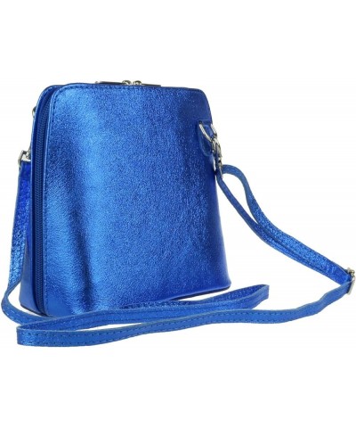 Womens Metallic Genuine Leather Cross Body Shoulder Bag Royal Blue $40.48 Shoulder Bags