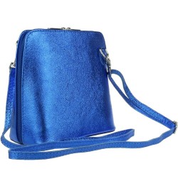 Womens Metallic Genuine Leather Cross Body Shoulder Bag Royal Blue $40.48 Shoulder Bags