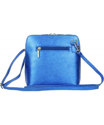 Womens Metallic Genuine Leather Cross Body Shoulder Bag Royal Blue $40.48 Shoulder Bags