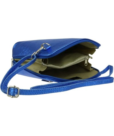 Womens Metallic Genuine Leather Cross Body Shoulder Bag Royal Blue $40.48 Shoulder Bags