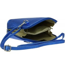 Womens Metallic Genuine Leather Cross Body Shoulder Bag Royal Blue $40.48 Shoulder Bags