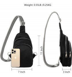 Small Crossbody Sling Bag Nylon Fanny Packs Fashion Sport Belt Bag Travel Shoulder Purses for Women Black-06j $16.23 Crossbod...