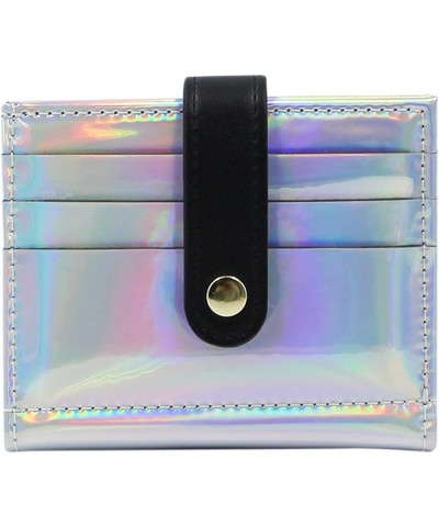 Women Bifold Leather Small Wallet Shiny Holographic Zipper Card Holder Coin Change Wallet Clutch Purse Silver $9.87 Wallets