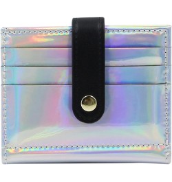 Women Bifold Leather Small Wallet Shiny Holographic Zipper Card Holder Coin Change Wallet Clutch Purse Silver $9.87 Wallets