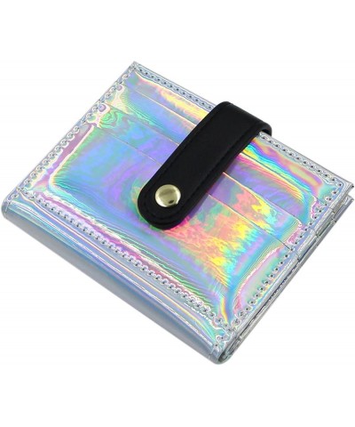 Women Bifold Leather Small Wallet Shiny Holographic Zipper Card Holder Coin Change Wallet Clutch Purse Silver $9.87 Wallets