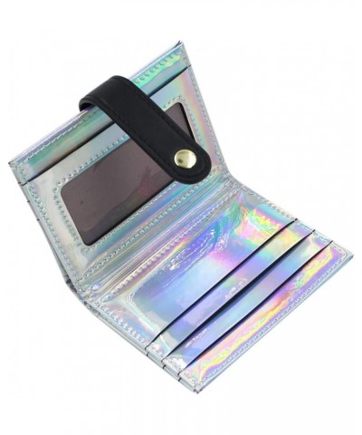 Women Bifold Leather Small Wallet Shiny Holographic Zipper Card Holder Coin Change Wallet Clutch Purse Silver $9.87 Wallets