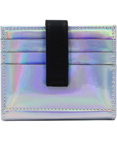 Women Bifold Leather Small Wallet Shiny Holographic Zipper Card Holder Coin Change Wallet Clutch Purse Silver $9.87 Wallets