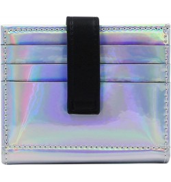 Women Bifold Leather Small Wallet Shiny Holographic Zipper Card Holder Coin Change Wallet Clutch Purse Silver $9.87 Wallets