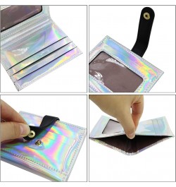 Women Bifold Leather Small Wallet Shiny Holographic Zipper Card Holder Coin Change Wallet Clutch Purse Silver $9.87 Wallets