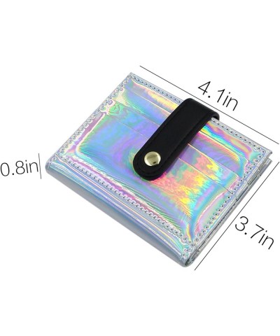 Women Bifold Leather Small Wallet Shiny Holographic Zipper Card Holder Coin Change Wallet Clutch Purse Silver $9.87 Wallets