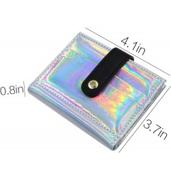 Women Bifold Leather Small Wallet Shiny Holographic Zipper Card Holder Coin Change Wallet Clutch Purse Silver $9.87 Wallets