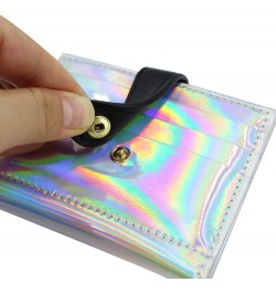 Women Bifold Leather Small Wallet Shiny Holographic Zipper Card Holder Coin Change Wallet Clutch Purse Silver $9.87 Wallets