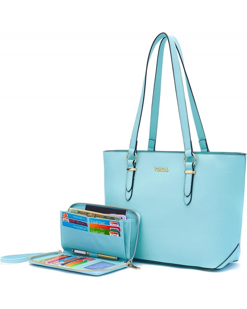 Purses for Women Faux Leather Medium Large Tote Satchel Shoulder Purse Handbag Wallet set Aiceblue $20.64 Totes