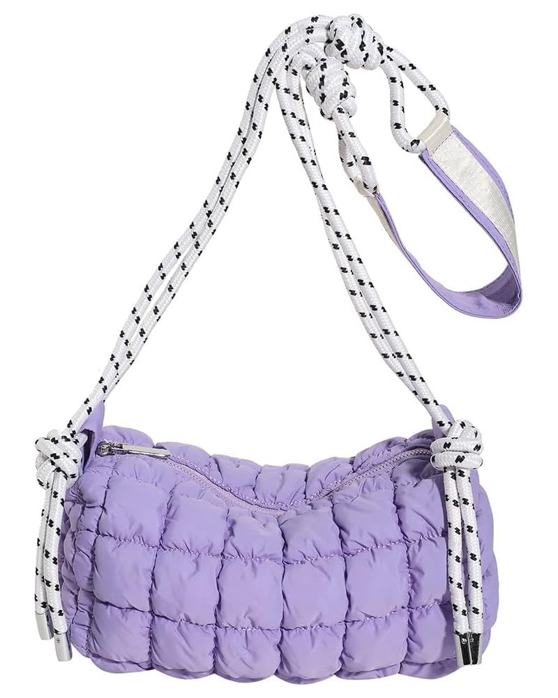 Women Quilted Tote Bag Lar ity Crossbody Bag Puffer Tote Bag Y2k Hobo Bag Shop Bag Purple $11.12 Totes