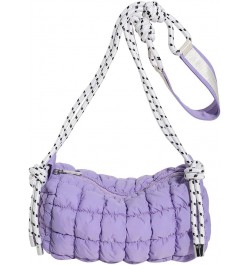 Women Quilted Tote Bag Lar ity Crossbody Bag Puffer Tote Bag Y2k Hobo Bag Shop Bag Purple $11.12 Totes