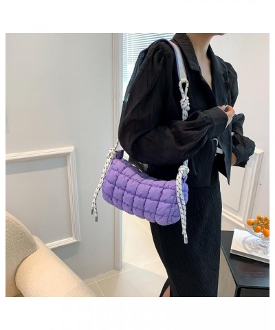 Women Quilted Tote Bag Lar ity Crossbody Bag Puffer Tote Bag Y2k Hobo Bag Shop Bag Purple $11.12 Totes