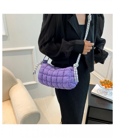 Women Quilted Tote Bag Lar ity Crossbody Bag Puffer Tote Bag Y2k Hobo Bag Shop Bag Purple $11.12 Totes