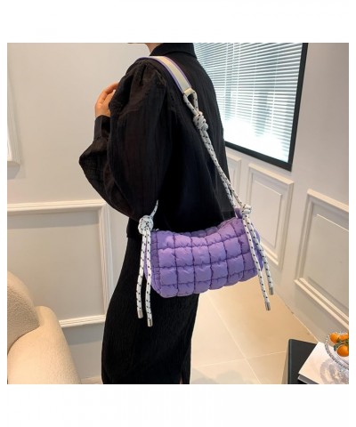 Women Quilted Tote Bag Lar ity Crossbody Bag Puffer Tote Bag Y2k Hobo Bag Shop Bag Purple $11.12 Totes