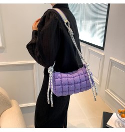 Women Quilted Tote Bag Lar ity Crossbody Bag Puffer Tote Bag Y2k Hobo Bag Shop Bag Purple $11.12 Totes