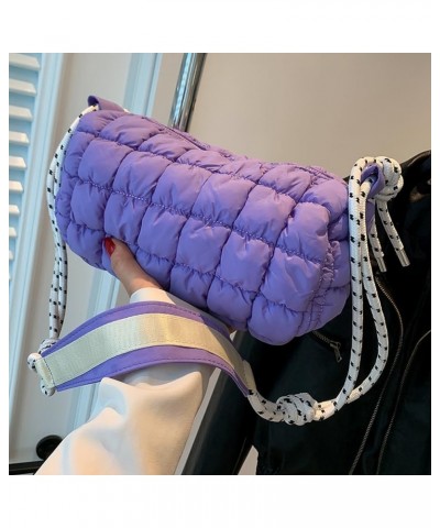 Women Quilted Tote Bag Lar ity Crossbody Bag Puffer Tote Bag Y2k Hobo Bag Shop Bag Purple $11.12 Totes