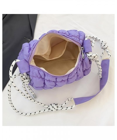 Women Quilted Tote Bag Lar ity Crossbody Bag Puffer Tote Bag Y2k Hobo Bag Shop Bag Purple $11.12 Totes