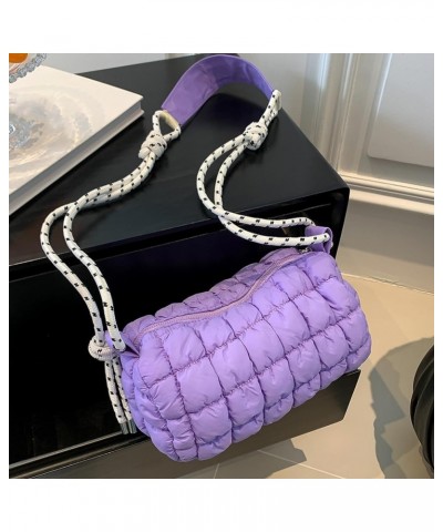 Women Quilted Tote Bag Lar ity Crossbody Bag Puffer Tote Bag Y2k Hobo Bag Shop Bag Purple $11.12 Totes