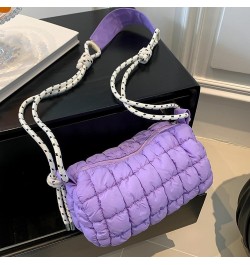 Women Quilted Tote Bag Lar ity Crossbody Bag Puffer Tote Bag Y2k Hobo Bag Shop Bag Purple $11.12 Totes