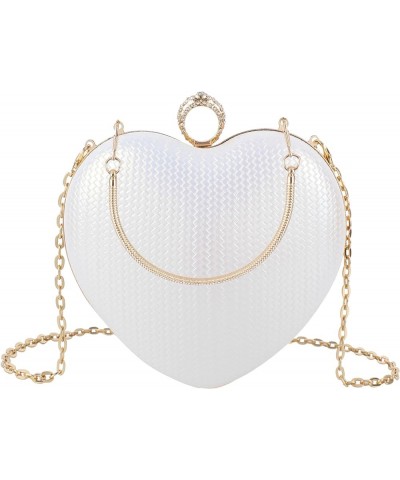 Mily Heart Shape Clutch Bag Messenger Shoulder Handbag Tote Evening Bag Purse 7650+white $16.23 Evening Bags