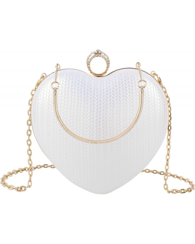 Mily Heart Shape Clutch Bag Messenger Shoulder Handbag Tote Evening Bag Purse 7650+white $16.23 Evening Bags