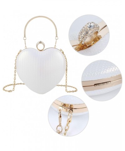 Mily Heart Shape Clutch Bag Messenger Shoulder Handbag Tote Evening Bag Purse 7650+white $16.23 Evening Bags