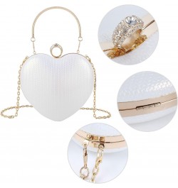 Mily Heart Shape Clutch Bag Messenger Shoulder Handbag Tote Evening Bag Purse 7650+white $16.23 Evening Bags