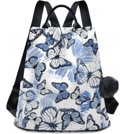 Beautiful Watercolor Gentle Blue Butterfly Women Fashion Backpack Purse Travel Ladies College Shoulder Bags $21.19 Backpacks