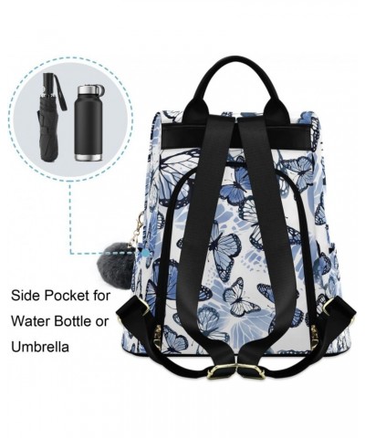 Beautiful Watercolor Gentle Blue Butterfly Women Fashion Backpack Purse Travel Ladies College Shoulder Bags $21.19 Backpacks