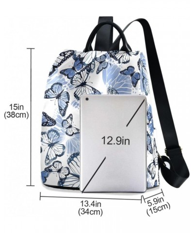 Beautiful Watercolor Gentle Blue Butterfly Women Fashion Backpack Purse Travel Ladies College Shoulder Bags $21.19 Backpacks