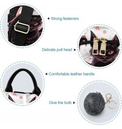 Black Cat with Wings Rucksack Backpack for Women Anti Theft Back Zipper Pocket Design Travel Bag with Pompom Black Cat With W...