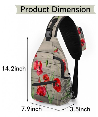 Red Poppy Flower Sling Crossbody Bag for Women Men, Sling Backpack Travel Hiking Casual Daypack Chest Bag Purse Shoulder Bag ...