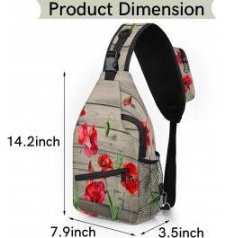 Red Poppy Flower Sling Crossbody Bag for Women Men, Sling Backpack Travel Hiking Casual Daypack Chest Bag Purse Shoulder Bag ...