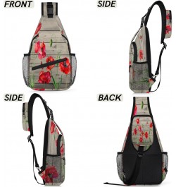 Red Poppy Flower Sling Crossbody Bag for Women Men, Sling Backpack Travel Hiking Casual Daypack Chest Bag Purse Shoulder Bag ...