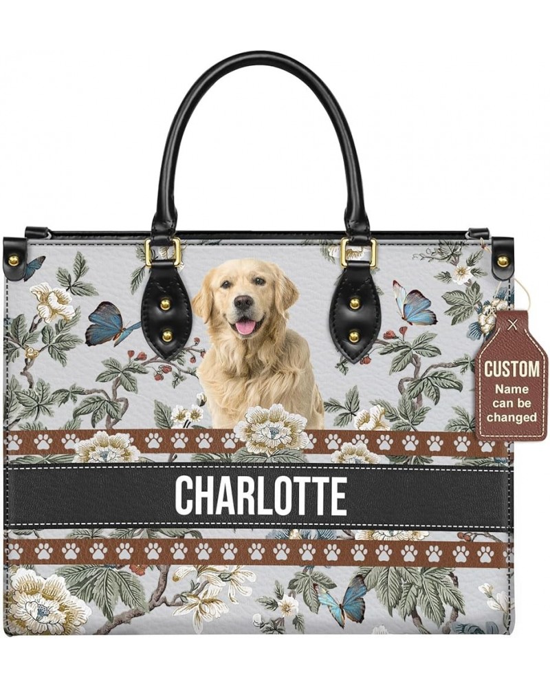 Personalized Golden Retriever Dog Handbags, Custom Name Dog Leather Bags, Purses, Shoulder Bag, Gift For Dog Mom Dog Lover St...