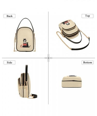 Cartoon Reading Book Girl Women's Crossbody Handbags with Zipper, Casual Leather Cell Phone Purse Crossbody Bags for Ladies $...