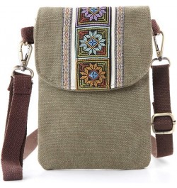 Vintage Embroidered Canvas Small Flip Crossbody Bag Cell Phone Pouch for Women Wristlet Wallet Bag Coin Purse Armygreen 01 $9...