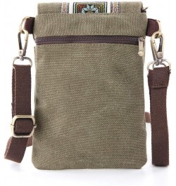 Vintage Embroidered Canvas Small Flip Crossbody Bag Cell Phone Pouch for Women Wristlet Wallet Bag Coin Purse Armygreen 01 $9...