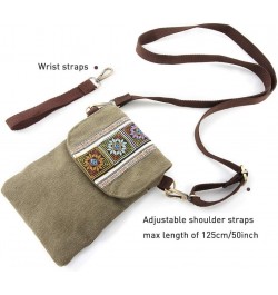 Vintage Embroidered Canvas Small Flip Crossbody Bag Cell Phone Pouch for Women Wristlet Wallet Bag Coin Purse Armygreen 01 $9...